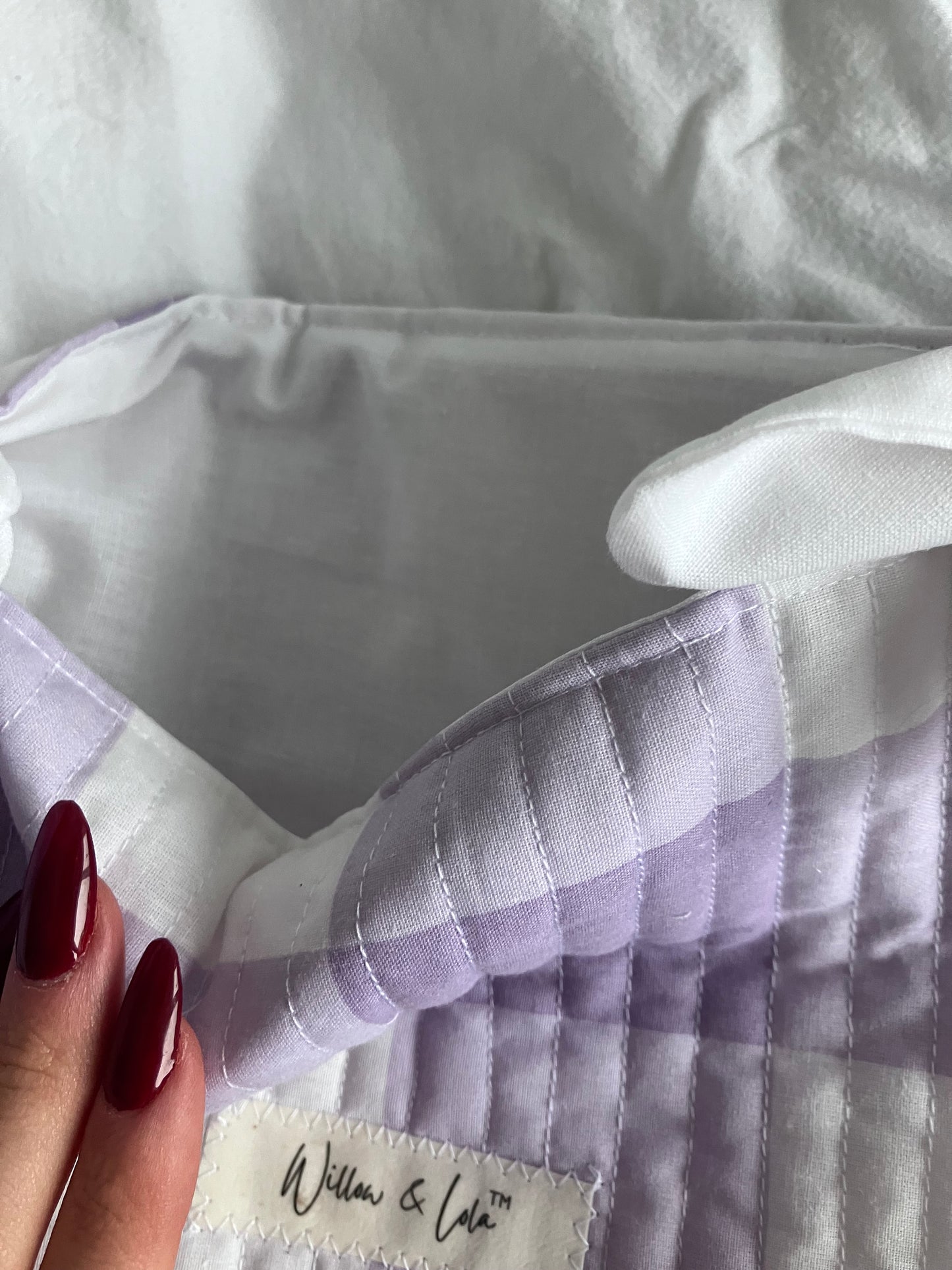Lilac gingham laptop sleeve