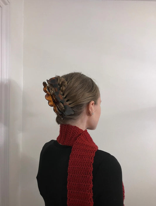 Burgundy Crochet Skinny Scarf
