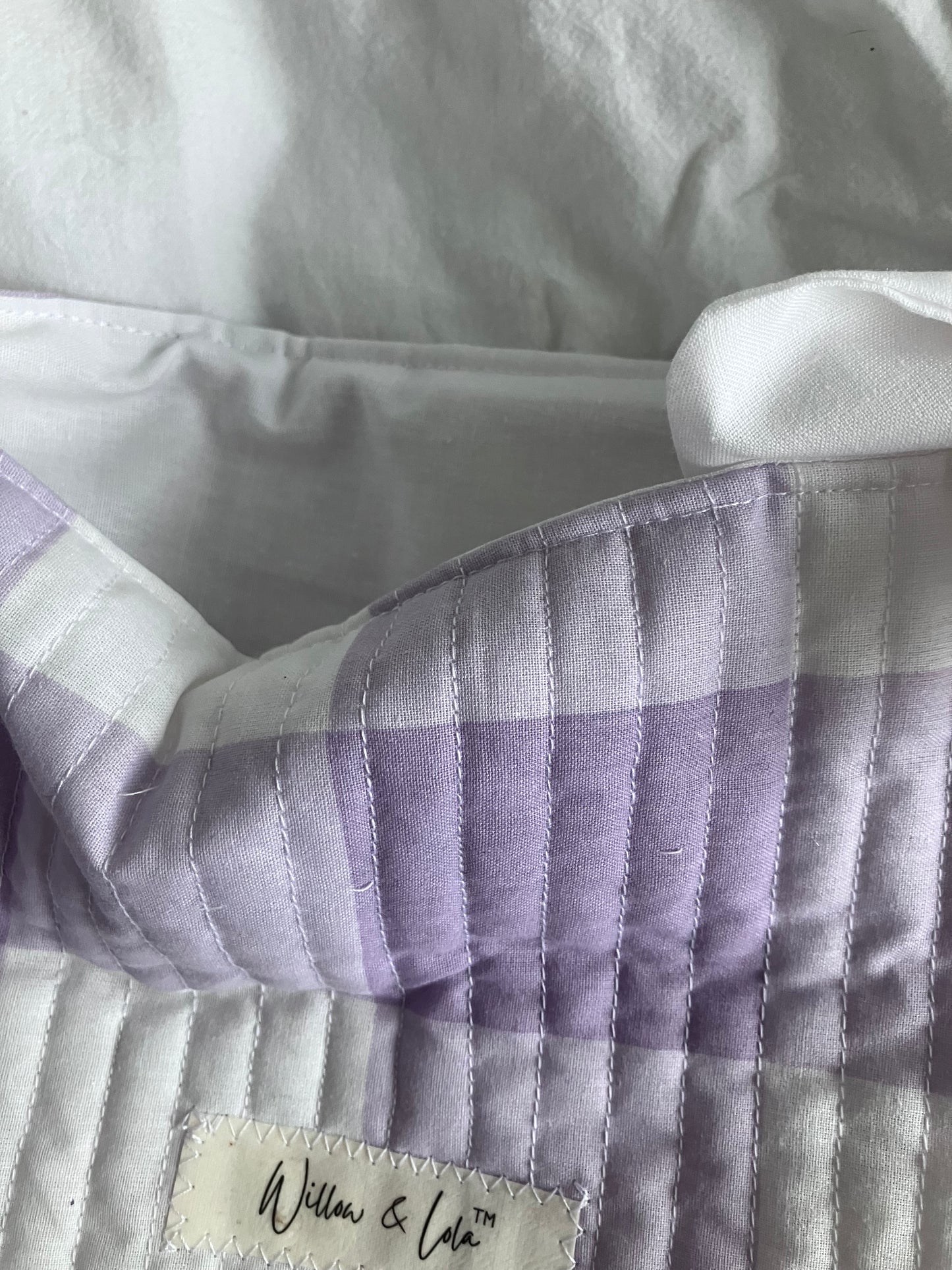 Lilac gingham laptop sleeve