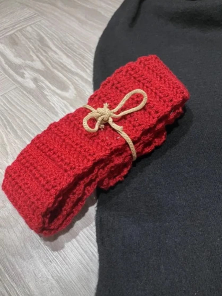 Burgundy Crochet Skinny Scarf